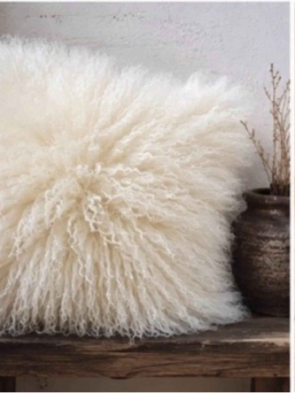 Set of 3 West elm pillow covers lamb fur 24x24” cream ivory luxuriously soft